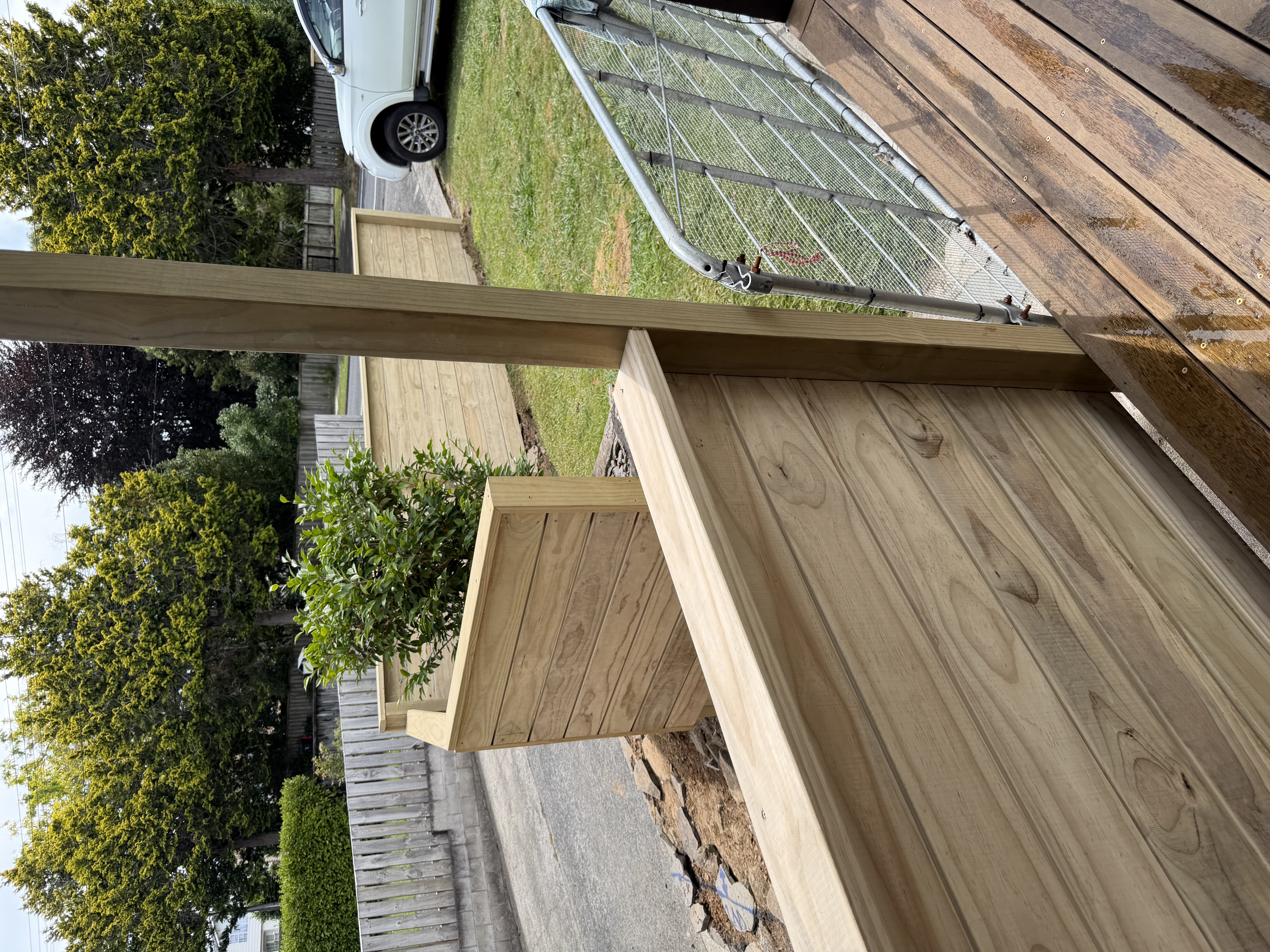 Timber retaining wall and planter box — Element Landscaping Waikato